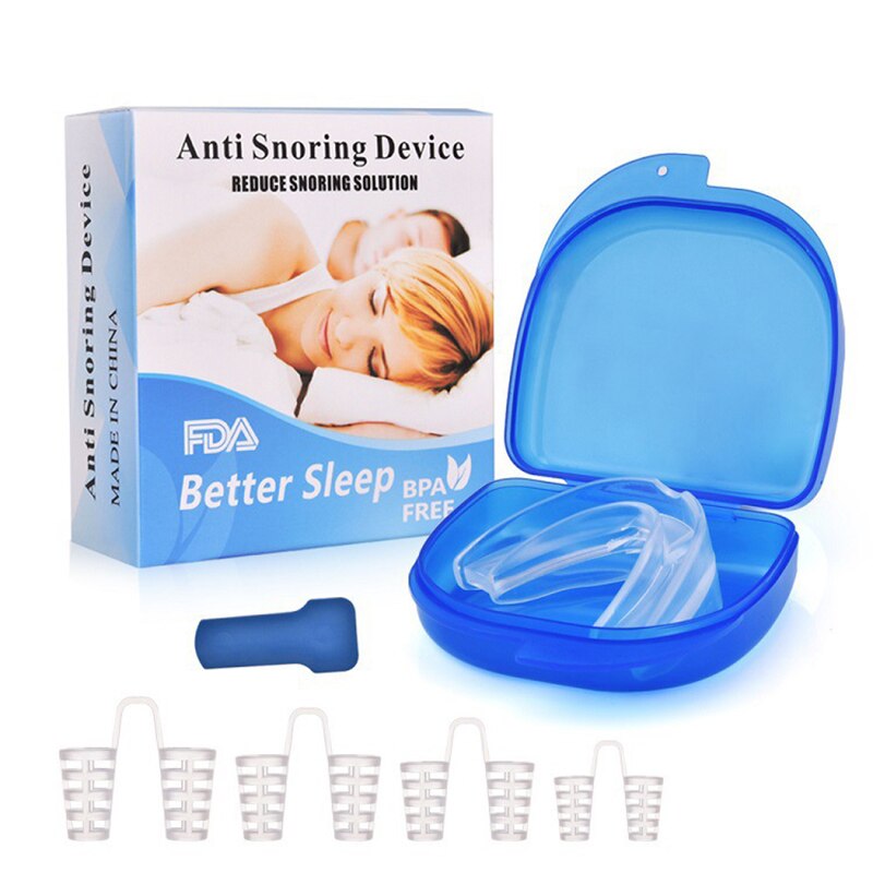 1 Set Gum Shield for Stop Grinding Teeth &amp; Snoring 2-in-1 Anti Snoring Devices Nasal Dilators for Better Sleep - KiwisLove
