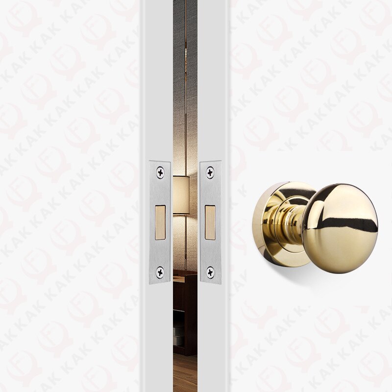 KAK Black Zinc Alloy Hidden Door Lock Invisible Corridor Sliding Door Handle Lock Keyless Mechanical Lock Door Latch Hardware - KiwisLove