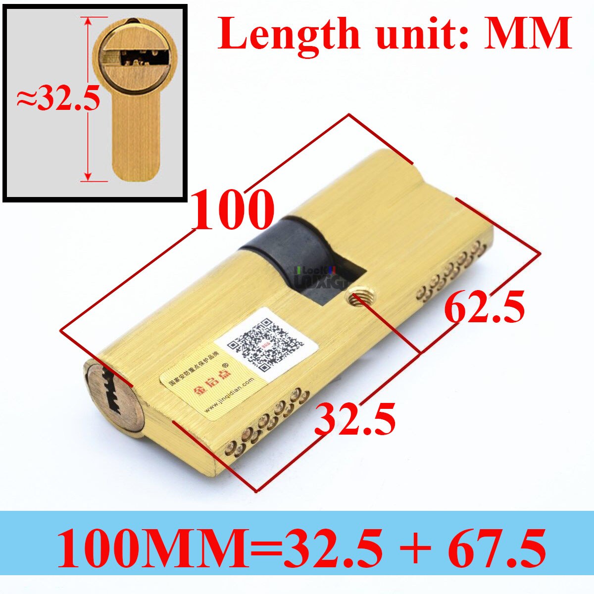 65-120MM Cylinder Hardware Door Skew Lock,  Elongated Core Anti-theft Entry Brass Door Lock Cylinder door Lock cylinder 8 keys - KiwisLove