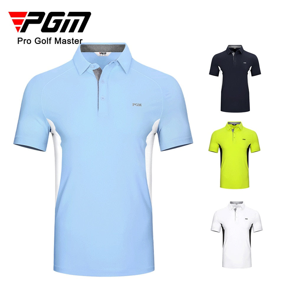 PGM Men&#39;s Golf T-Shirts Summer Quick-Dry Breathable male Striped Print Sports Short Sleeve Shirts YF399 - KiwisLove