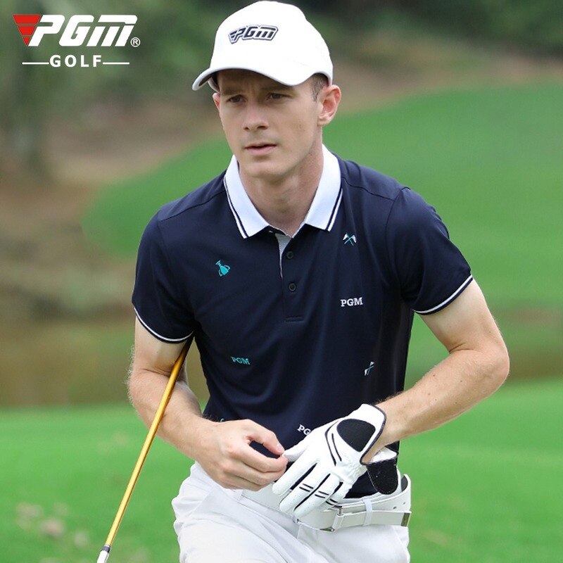 PGM Men&#39;S Shirts Golf T Shirt Summer Short Sleeved Tops Men Breathable Elastic Uniforms Golf Clothing Size M-XXL YF395 - KiwisLove