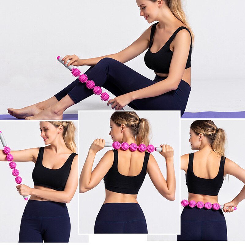 5 Balls Yoga Massage Roller Stick Trigger Point Anti Cellulite Body Massager Slimming Massage Muscle Relax Roller Relieve Stress - KiwisLove