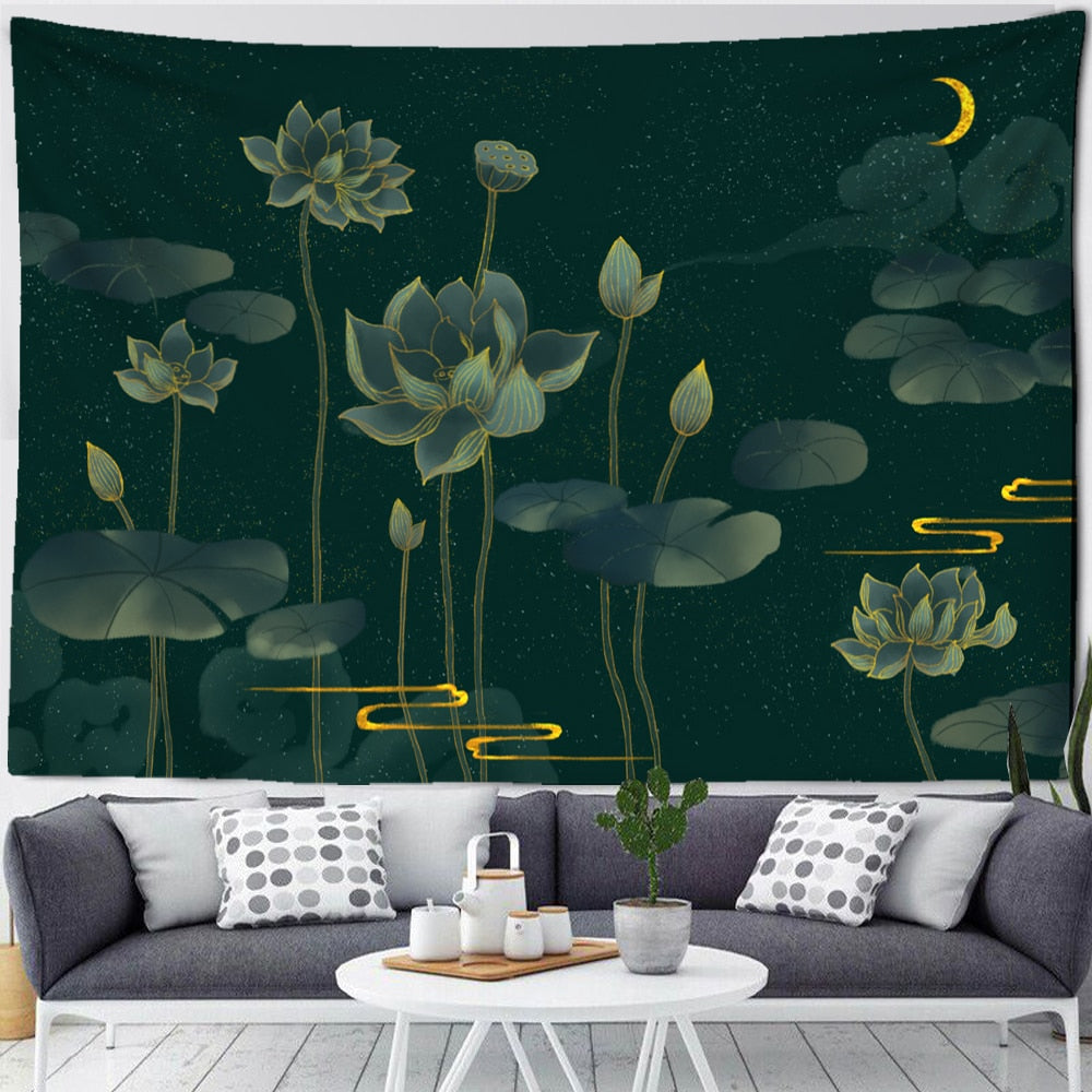 Flower Painting Botanical Tapestry Wall Hanging Chart Hippie Bohemian Tapestries Colorful Psychedelic Boho Home Home Decor - KiwisLove