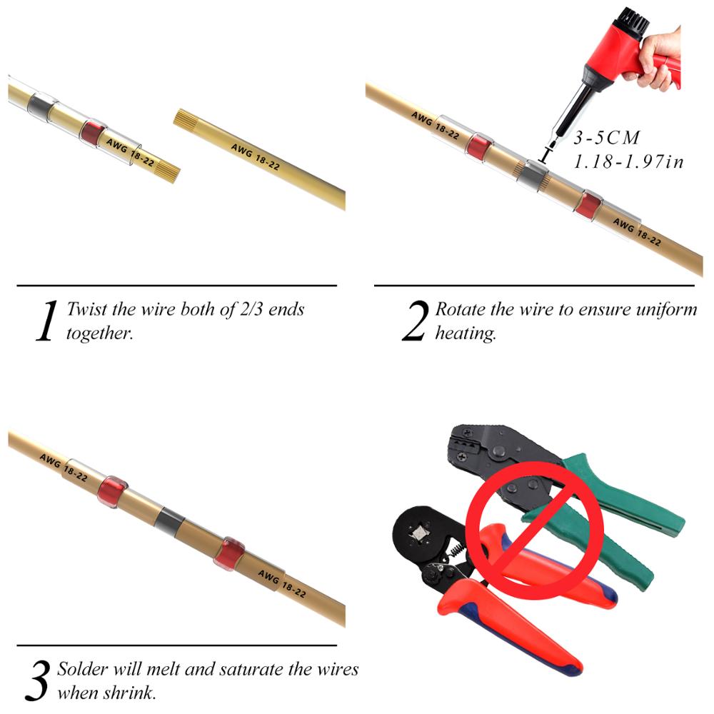 50~ 300PCS Solder Seal Wire Connectors, Heat Shrink Butt Connector, Waterproof Insulated Butt Splice Wire Terminals for Car Boat - KiwisLove