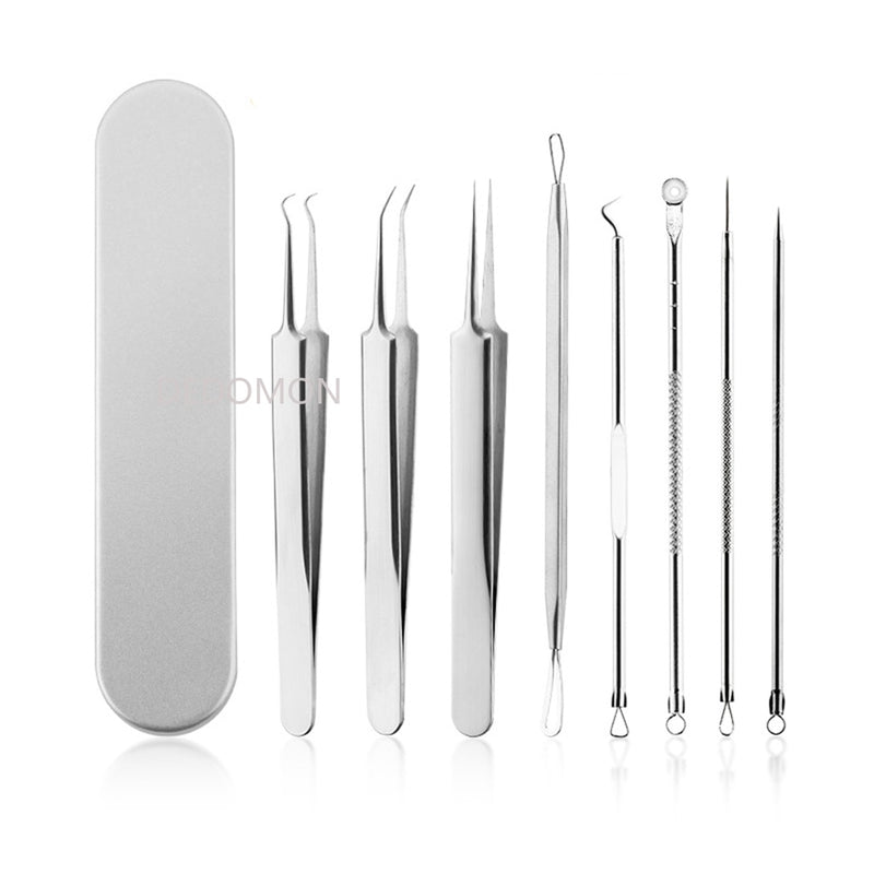 8pcs/Set Acne Pin Pimple Extractor Risk Free Pimple Pin Stainless Steel Blackhead Remover Pimple Extractor Facial Care Tools - KiwisLove