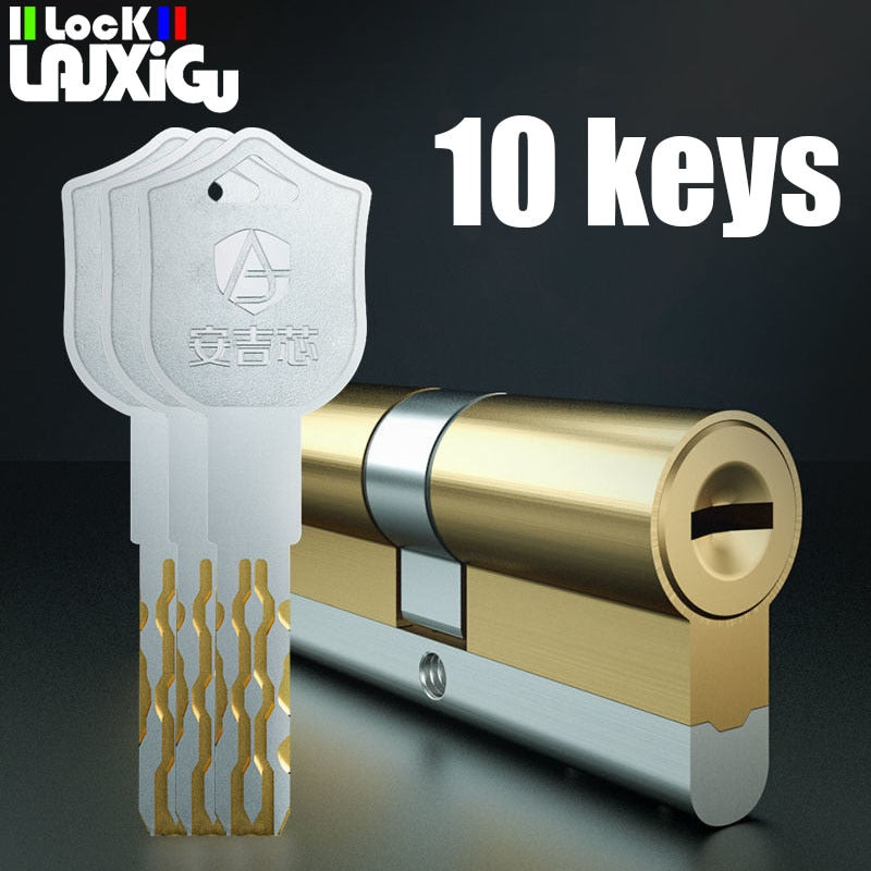 10 keys Door lock  Brass cylinder  65-130 mm Lock cylinder Entrance door lock Cylinder lock Mortise lock 7 door 8 door 9 door - KiwisLove
