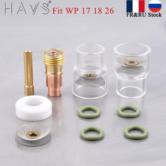 12pcs TIG Welding  #12 High Temperature Glass Cup Kit Torches WP17 18 26 Stubby Collets Body Gas Lens Sets - KiwisLove
