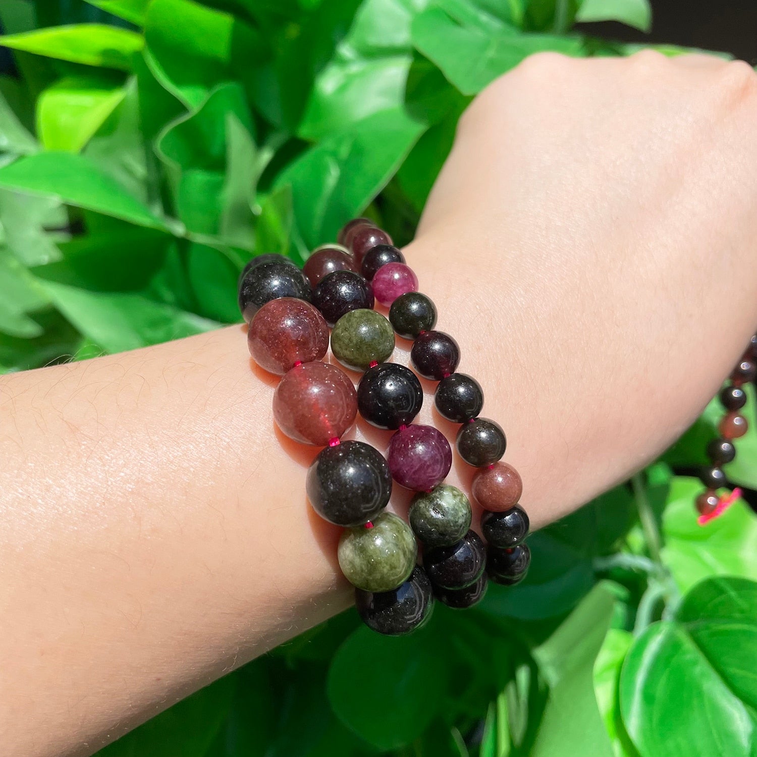 Natural Stone Beads Round Colorful Tourmaline Loose Spacer Beads for Jewelry Making Beadwork DIY Bracelets Accessories 6 8 10mm - KiwisLove