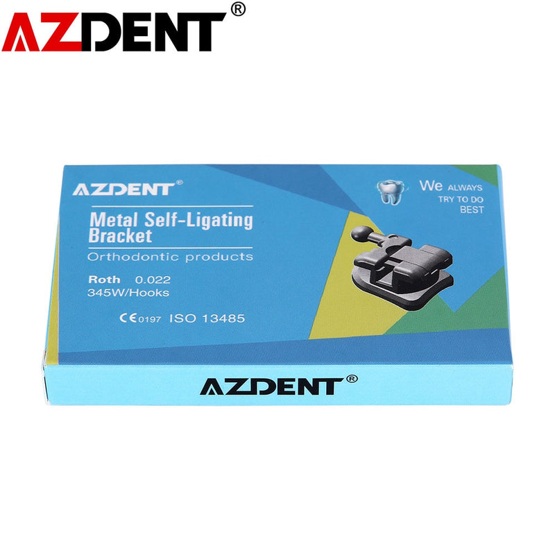 AZDENT Dental Orthodontic Brackets Braces Passive Self Ligating ROTH/MBT 0.022 345 Hook With Buccal Tubes