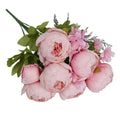 50cm Pink Silk Peony Artificial Flowers Big Bouquet Arrangement Fake Flower White DIY Home Hotel Party Wedding Decoration Wreath - KiwisLove