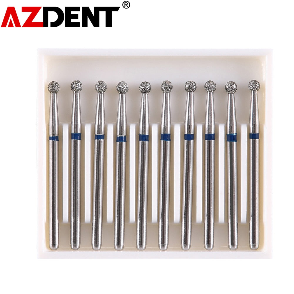 10pcs/Pack AZDENT Dental Diamond Burs Drill Ball Round Type 25mm FG 1.6mm For High Speed Handpiece 450000r/Min - KiwisLove