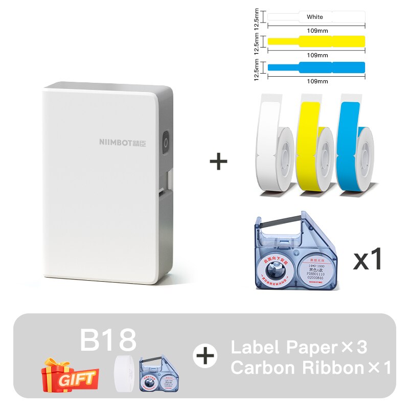 NIIMBOT B18 Mini Portable Label Printer Thermal Transfer Pocket Printer Inside Black Ribbon Sticker Maker With Long Life Labels - KiwisLove