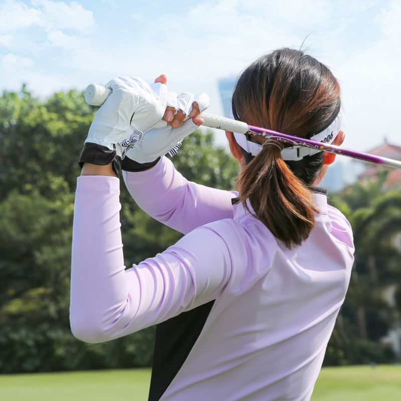 PGM 1 Pair Women Real Leather Golf Gloves with Mark Breathable Sheepskin Fingerless Mitt Right Left Hand Mit ST030 - KiwisLove