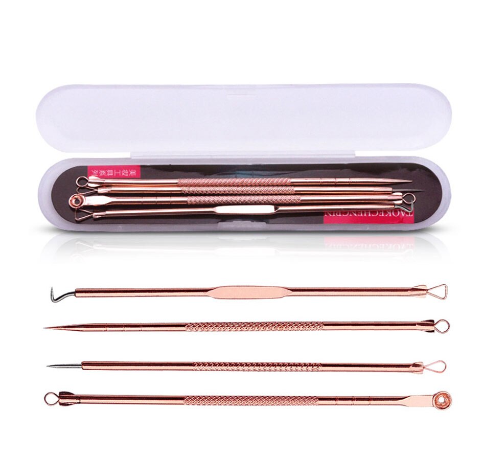 4Pcs Stainless Steel Blackhead Remover Tool Kit Face Massage Whitehead Pimple Spot Comedone Acne Extractor Face Clean Tools - KiwisLove