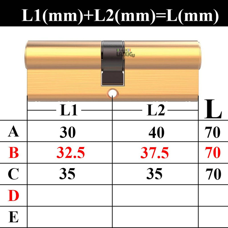 Door Cylinder Biased Lock 65 70 80 90 115mm Cylinder AB Key Anti-Theft Entrance Brass Door Lock Lengthened Core Extended Keys - KiwisLove