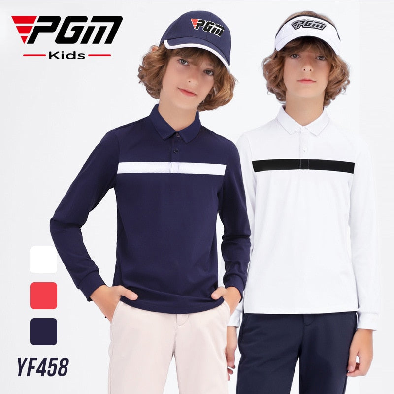 PGM Boy Golf Trainning T Shirts Long Sleeve Autumn and Winter Windproof and Warm Lapel Golf Apparel  Sportswear YF458 - KiwisLove