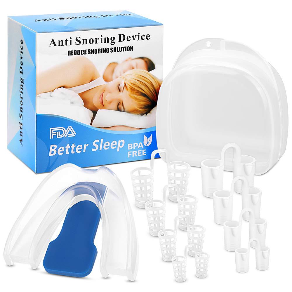 1 Set Gum Shield for Stop Grinding Teeth &amp; Snoring 2-in-1 Anti Snoring Devices Nasal Dilators for Better Sleep - KiwisLove