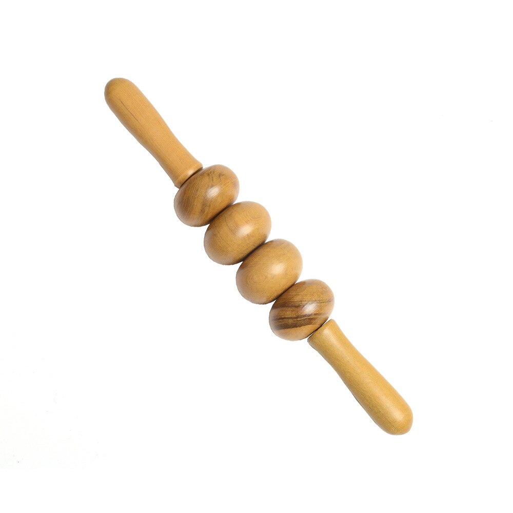 Wooden Exercise Roller Fine Wheel Shaft Whole Body Massage Roller Waist Back Trigger Point Massage Neck Leg Wooden Massager - KiwisLove