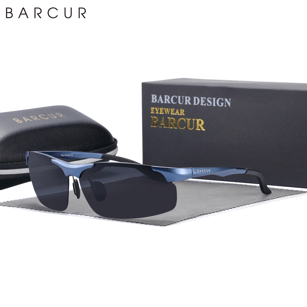 BARCUR Aluminium Magnesium Sunglasses for Men Polarized UVA&B Protection Photochromic Ultralight Sun Glasses Sports Eyewear - KiwisLove