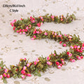 3pc Long Artificial Wedding Arch Flower Garland Silk Wall Hanging Rattan Plastic Vine Home Living Room Window Decor Autumn Plant - KiwisLove