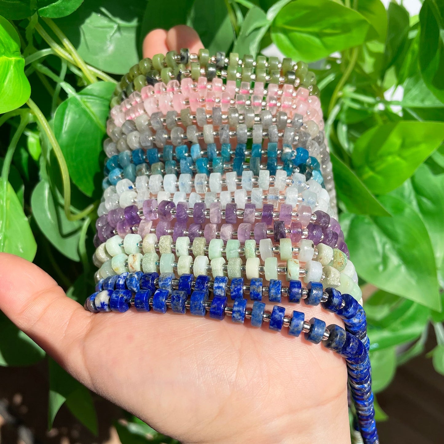 Natural Stone Jades Aquamarines Lapis Lazuli Labradorite Loose Rondelle Beads for Jewelry Making DIY Bracelet Accessories 15&#39;&#39; - KiwisLove