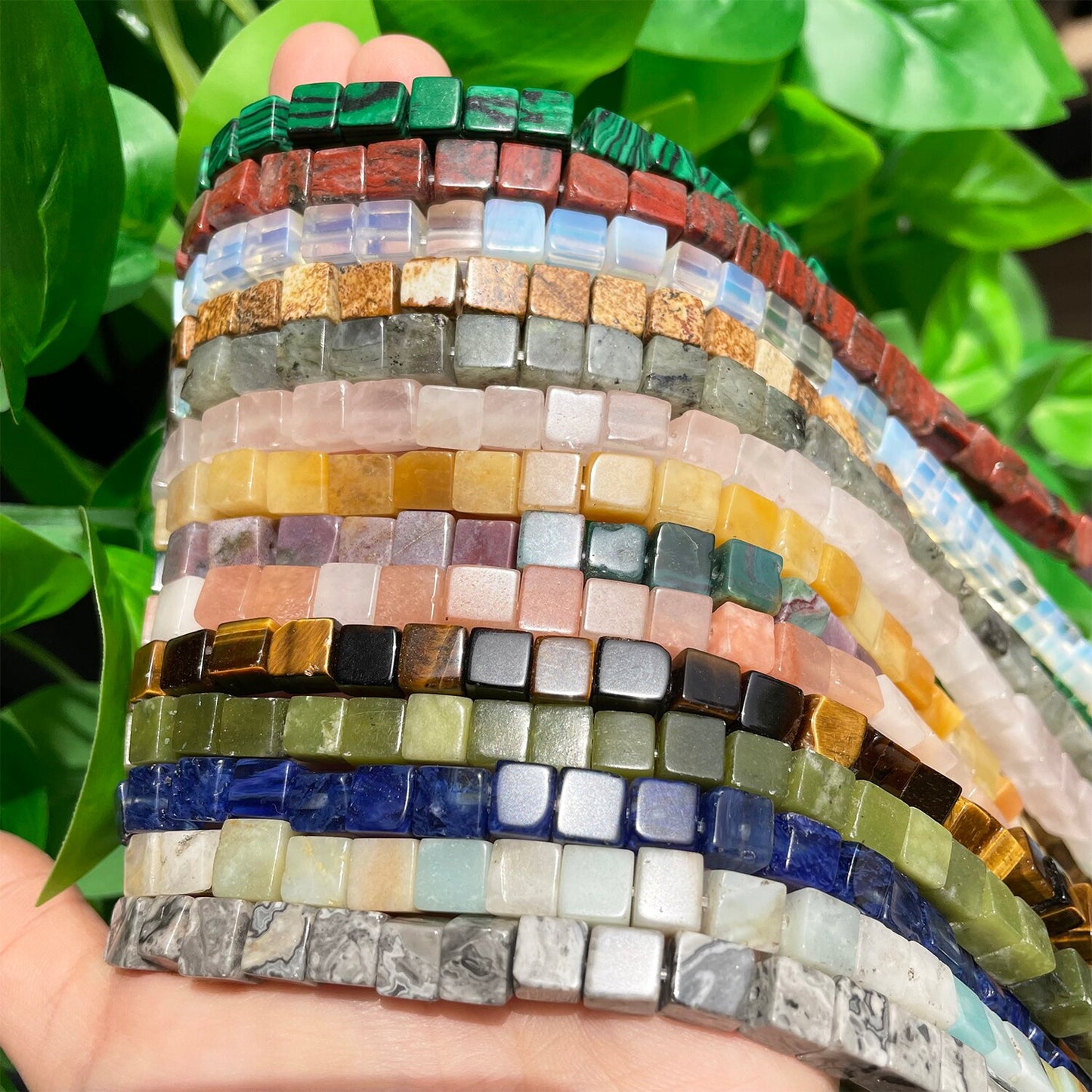 4 6 8mm Natural Square Stone Cube Tiger Eye Amazonite Opal Labradorite Loose Beads for Jewelry Making DIY Charm Bracelet 15&#39;&#39; - KiwisLove