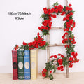 3pc Long Artificial Wedding Arch Flower Garland Silk Wall Hanging Rattan Plastic Vine Home Living Room Window Decor Autumn Plant - KiwisLove