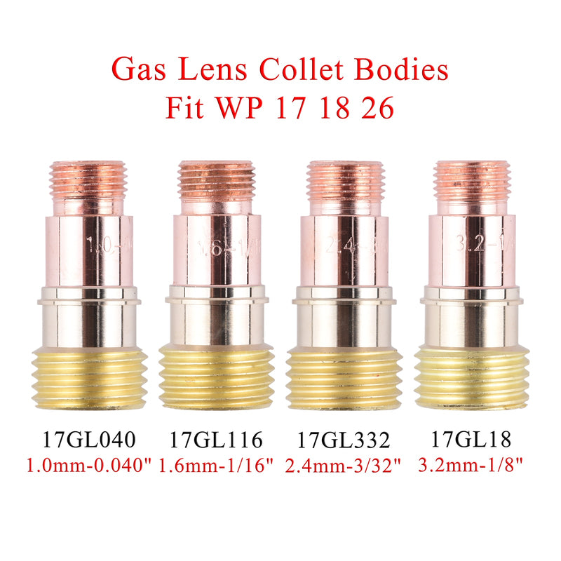 34Pcs TIG Welding Torch Accessories Stubby Gas Lens 4#~12# High Temperature Glass Cups Kit Fit WP17/18/26 Soldering Supplies