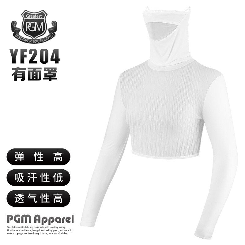 PGM Golf Clothing Women Ice Silk Sunscreen Long-Sleeved T-Shirt Women&#39;S Shirt Quick-Drying Slim Cropped Top Anti-Uv Sportswear - KiwisLove