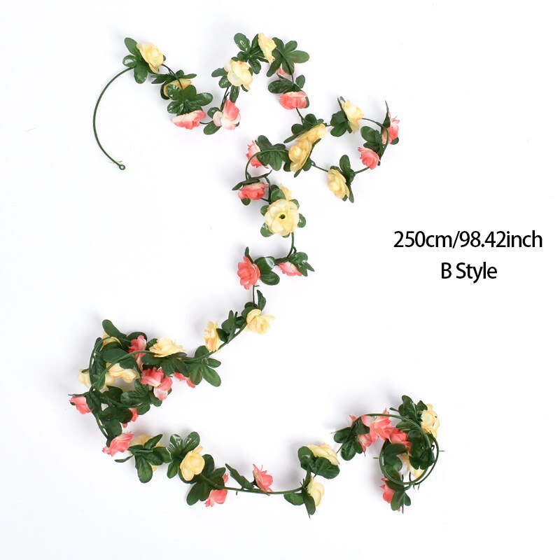 3pc Long Artificial Wedding Arch Flower Garland Silk Wall Hanging Rattan Plastic Vine Home Living Room Window Decor Autumn Plant - KiwisLove