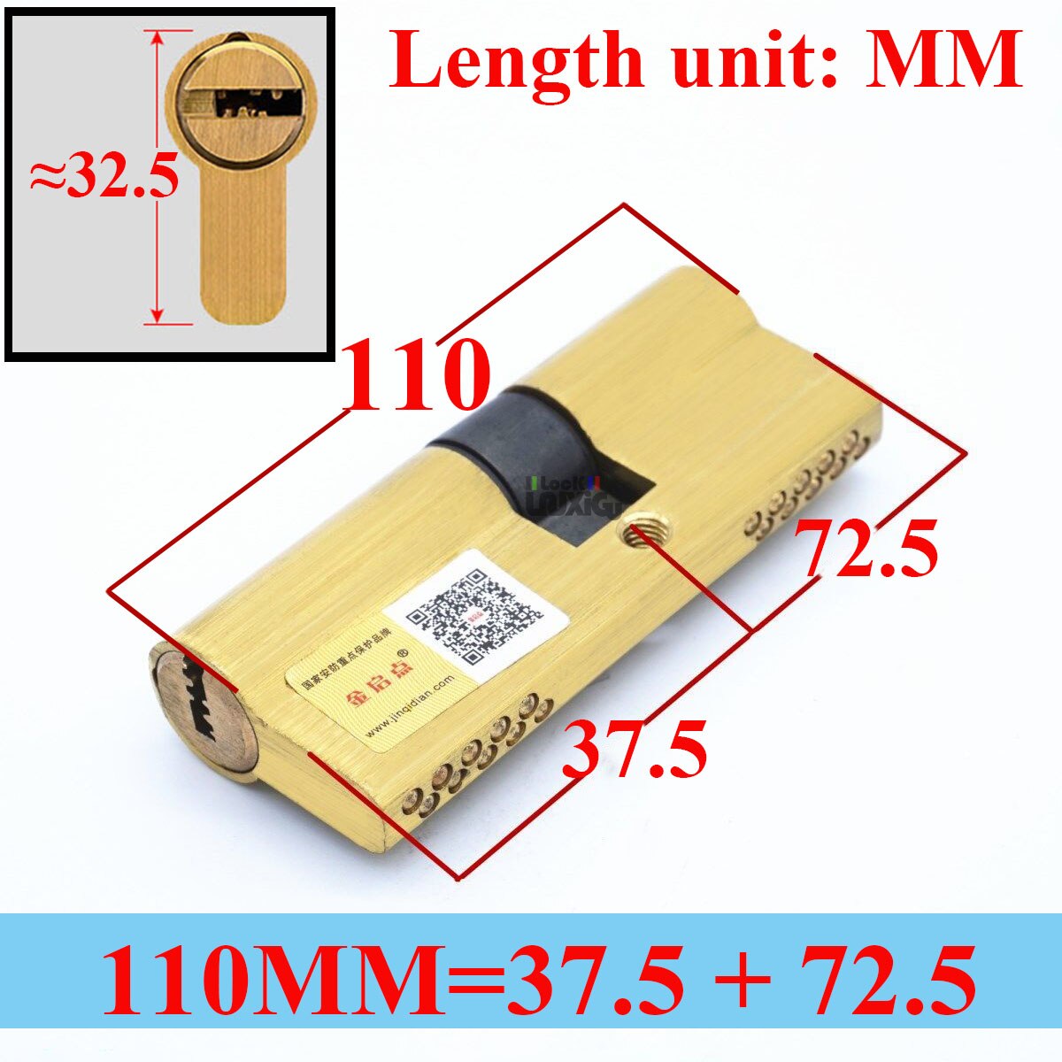 65-120MM Cylinder Hardware Door Skew Lock,  Elongated Core Anti-theft Entry Brass Door Lock Cylinder door Lock cylinder 8 keys - KiwisLove