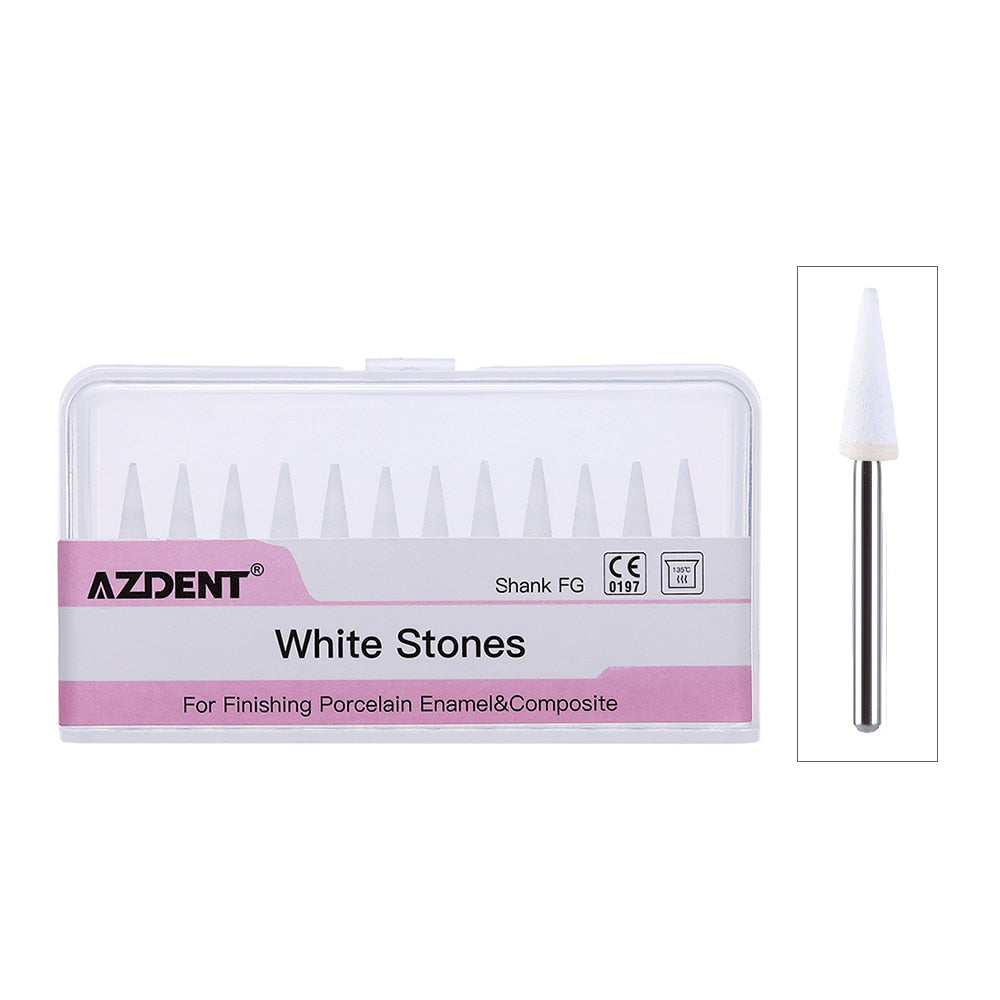 AZDENT 12Pcs/Pack Dental Polishing Stone Handpiece  Burs FG Cone Flame Dentist Teeth Whiting - KiwisLove
