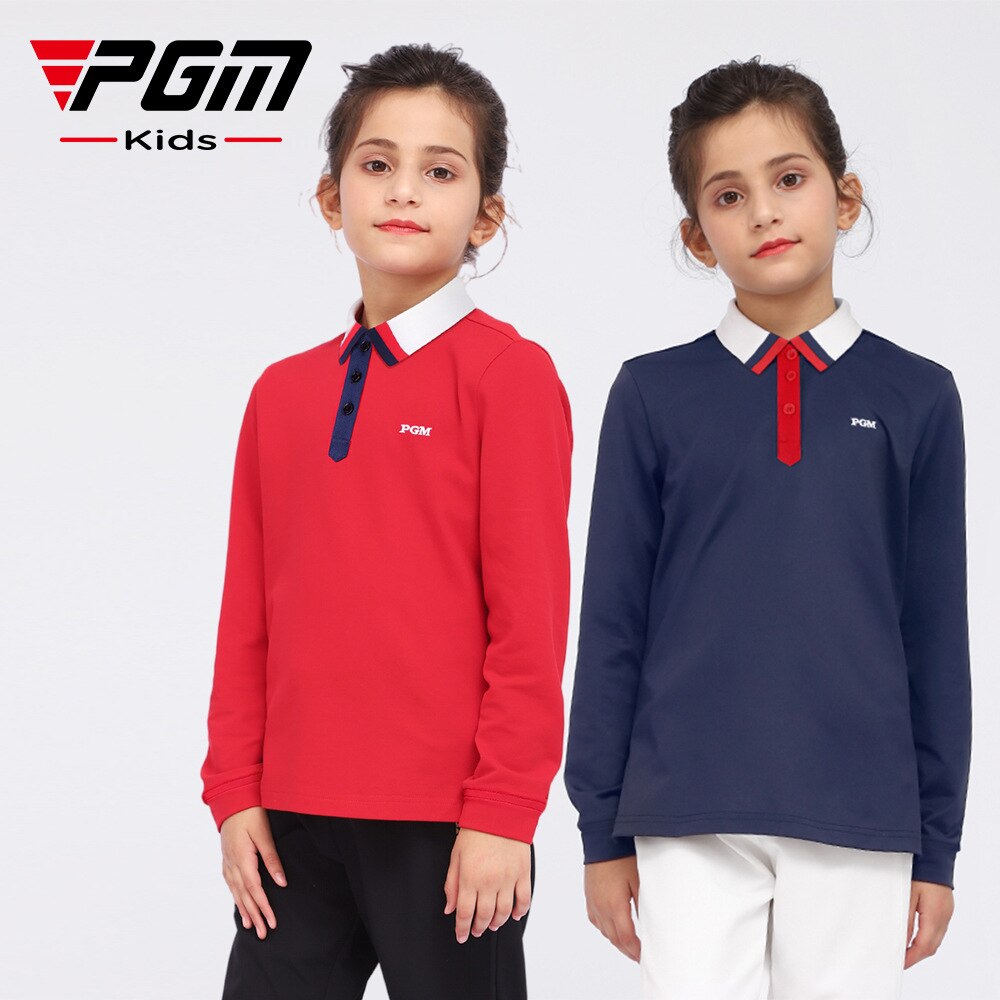 PGM Golf Girls Long Sleeve Shirts Autumn and Winter Golf Children&#39;s Wear College T-Shirt Soft YF454 - KiwisLove
