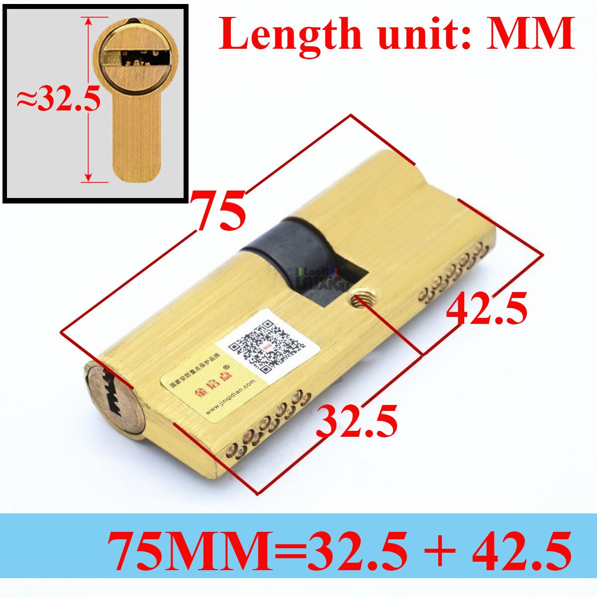 65-120MM Cylinder Hardware Door Skew Lock,  Elongated Core Anti-theft Entry Brass Door Lock Cylinder door Lock cylinder 8 keys - KiwisLove
