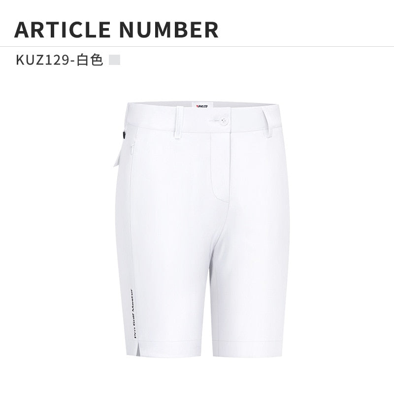PGM Women Summer Golf Shorts Pants Elastic Waterproof Half Trousers Zip Pocket Ladies Sports Clothing Wear Tennis KUZ129 - KiwisLove