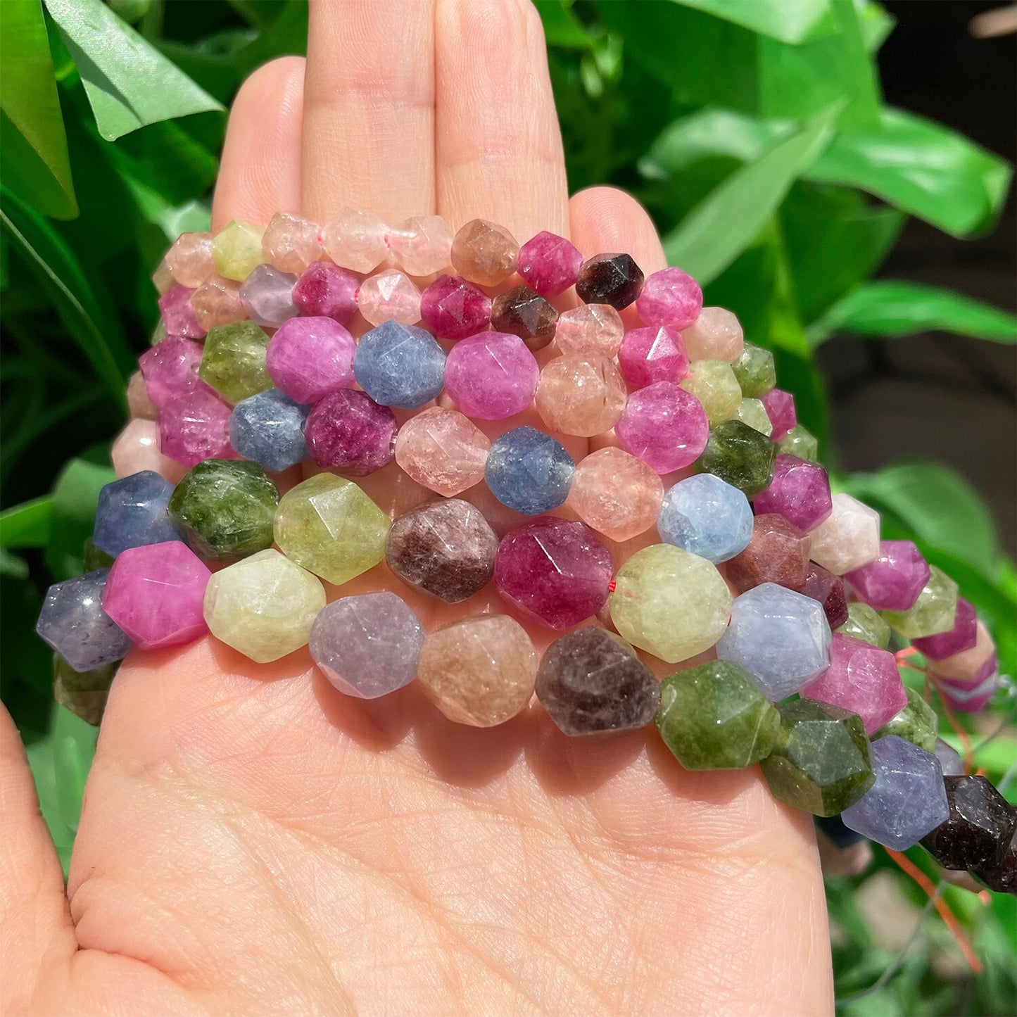 Natural Faceted Tourmaline Stone Round Loose Spacer Beads for Jewelry Making Needlework Diy Charms Bracelet 15&#39;&#39;inches 6 8 10mm - KiwisLove