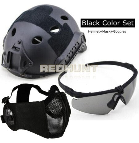 Paintball Fast Helmet Hunting Tactical Half Face Mask for Shooting Airsoft Mesh Breathable Eye Protective Mask - KiwisLove