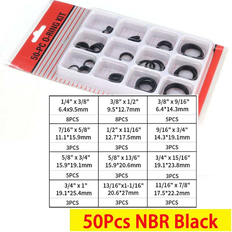 Boxed VMQ NBR FKM O Ring Set Rubber Washer Seals Assortment Red/Black/Green O-Ring Seals Set High Quality For Car Gasket - KiwisLove