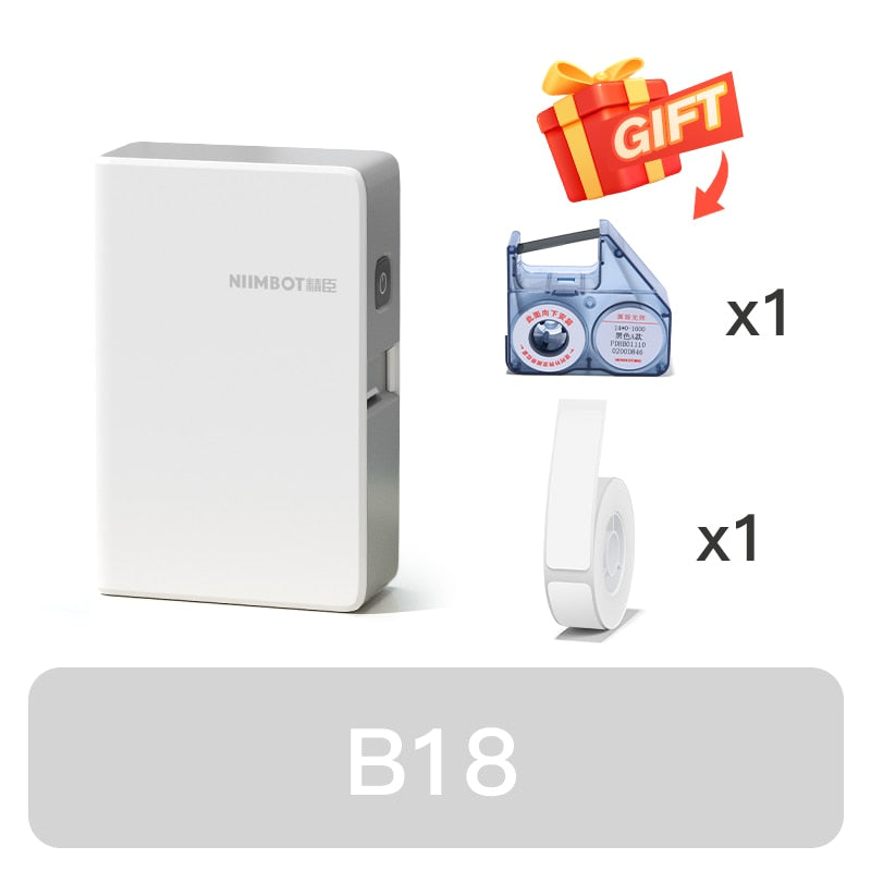NIIMBOT B18 Mini Portable Label Printer Thermal Transfer Pocket Printer Inside Black Ribbon Sticker Maker With Long Life Labels - KiwisLove