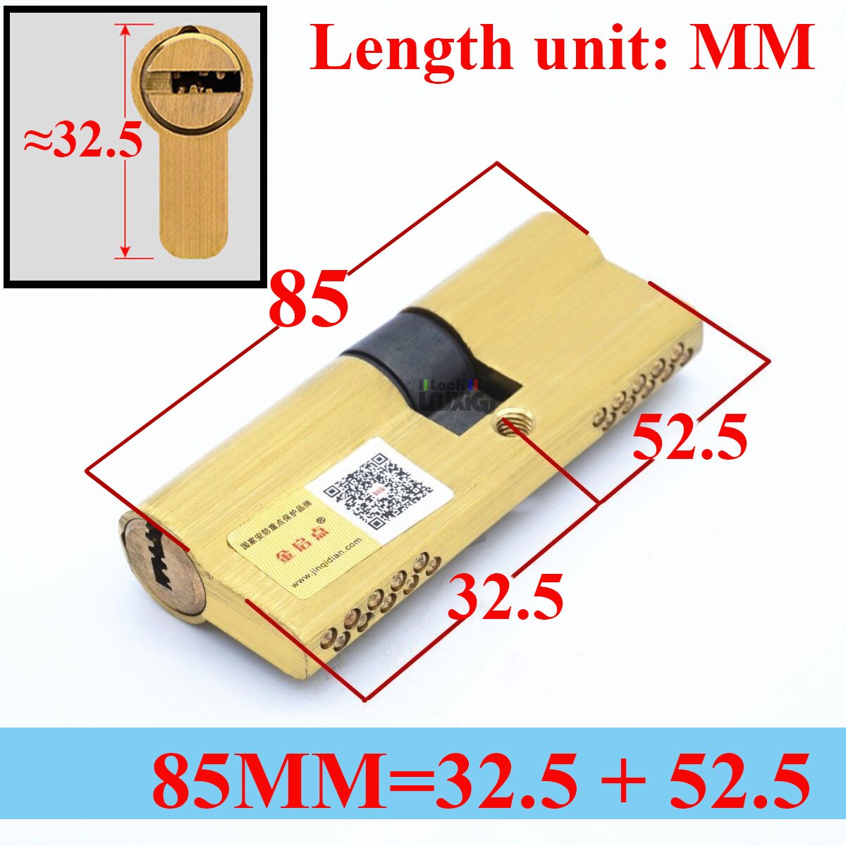65-120MM Cylinder Hardware Door Skew Lock,  Elongated Core Anti-theft Entry Brass Door Lock Cylinder door Lock cylinder 8 keys - KiwisLove