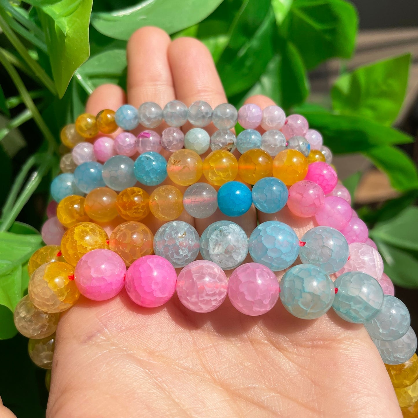 Natural Morganite Dragon Veins Agates Stone Round Loose Spacer Beads for Needlework Jewelry Making DIY Bracelet Accessories - KiwisLove