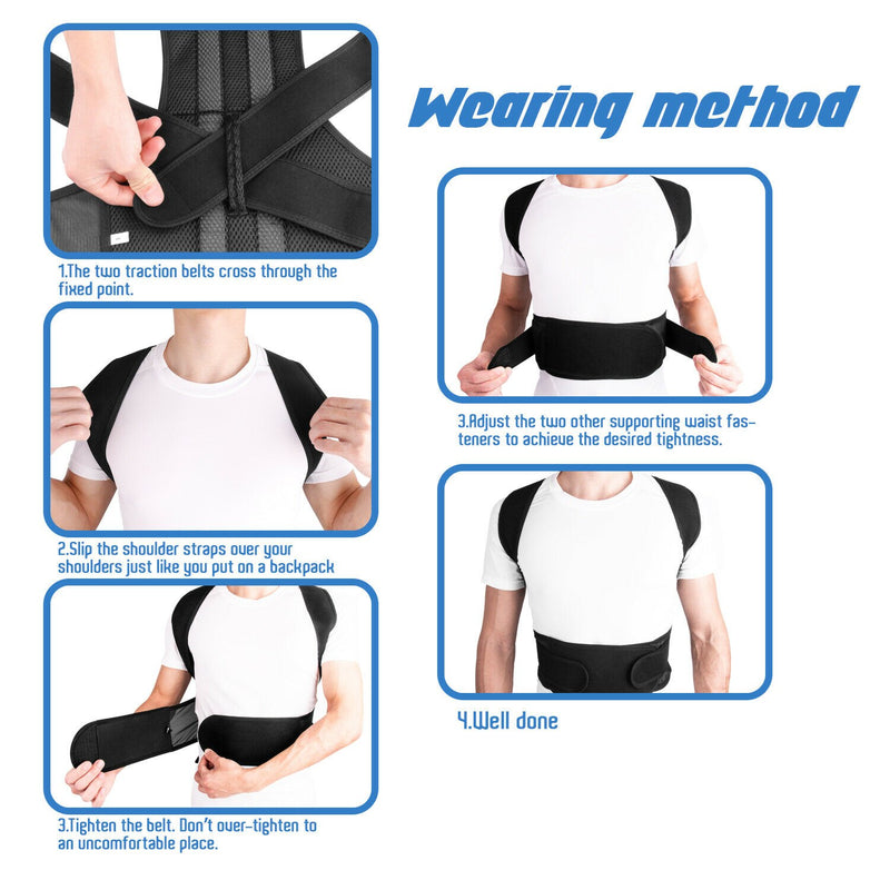 Posture Corrector Back Posture Brace Clavicle Support Stop Slouching and Hunching Adjustable Back Trainer Unisex - KiwisLove