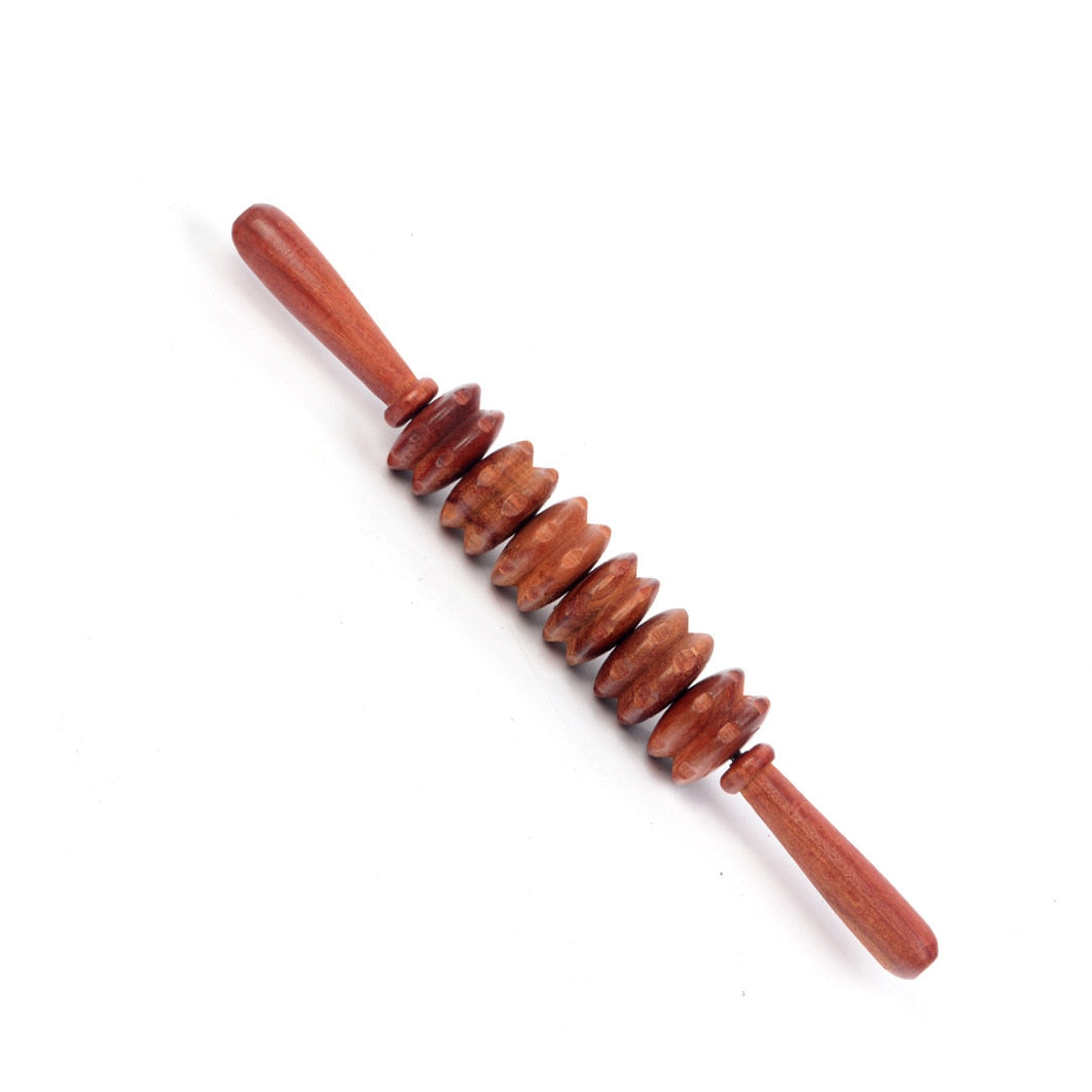 Wooden Exercise Roller Fine Wheel Shaft Whole Body Massage Roller Waist Back Trigger Point Massage Neck Leg Wooden Massager - KiwisLove