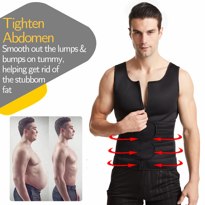 Men Neoprene Sweat Sauna Vest Body Shapers Vest Waist Trainer Slimming Vest Shapewear Waist Shaper Corset Gym Underwear Fat Burn - KiwisLove