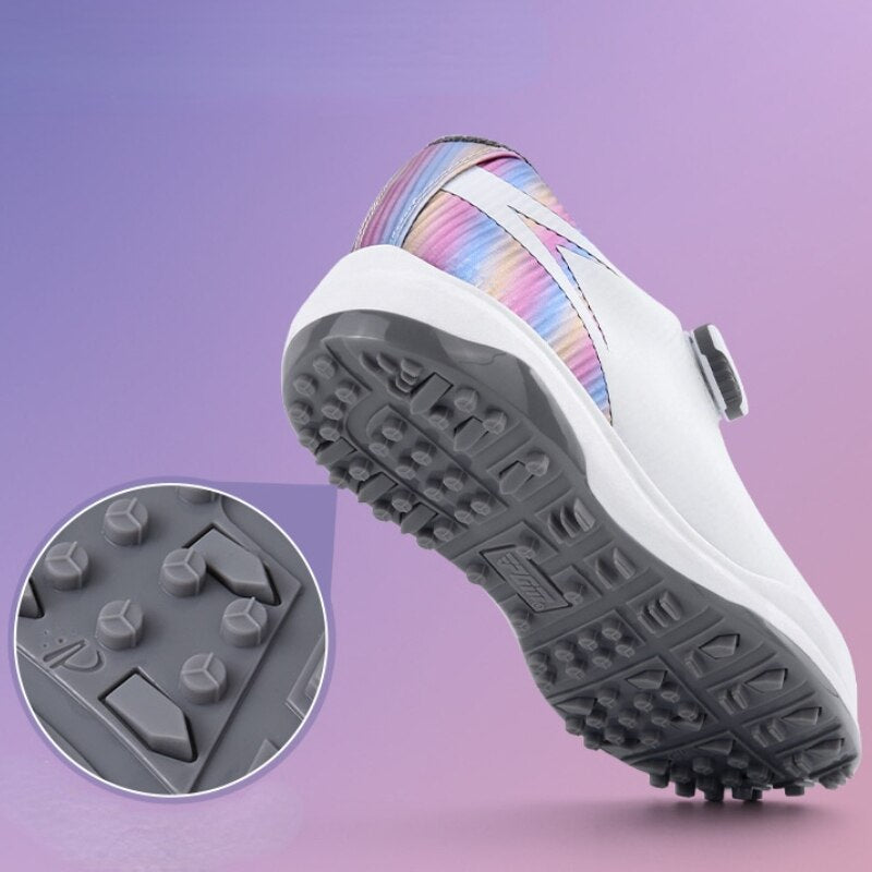 PGM Women Golf Shoes Waterproof Anti-side Sliding Nail Spin Buckle Soft Microfiber Leather Casual Sport Gym Sneakers XZ199 - KiwisLove