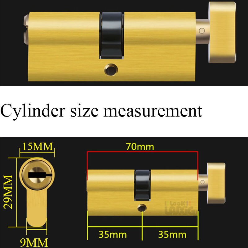 Common standard bedroom door cylinder   70mm Security Copper Lock Cylinder Interior Bedroom Living Handle Brass 5 colorful keys - KiwisLove