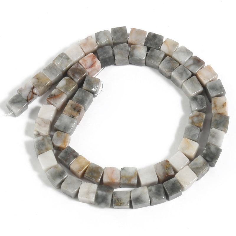 4 6 8mm Natural Square Stone Cube Tiger Eye Amazonite Opal Labradorite Loose Beads for Jewelry Making DIY Charm Bracelet 15&#39;&#39;