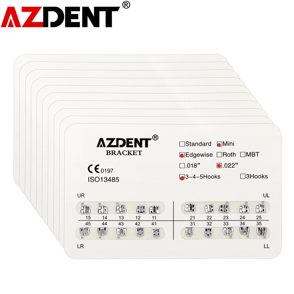 20 Packs Dental Orthodontics Metal Brackets Braces Mini Roth/MBT/Edgewise 022/018 Hooks 3/345 - KiwisLove