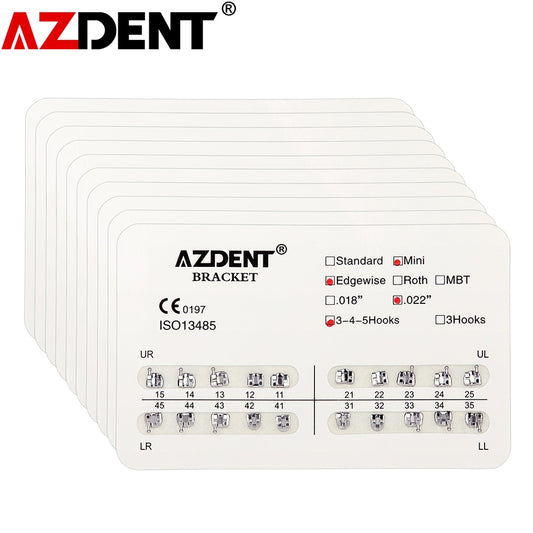 20 Packs Dental Orthodontics Metal Brackets Braces Mini Roth/MBT/Edgewise 022/018 Hooks 3/345 - KiwisLove
