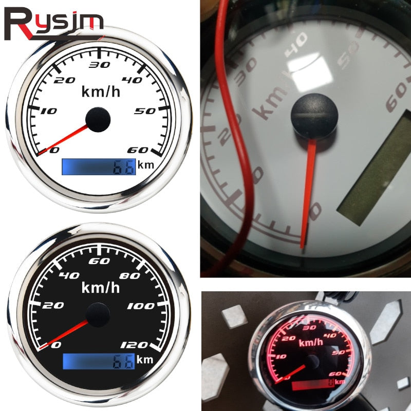 60 km/h 120km/h 200km/h 85MM Boat Car GPS Speedometer Waterproof Speed Gauge Red Backlight Fit Mairne Yacht Accessories - KiwisLove